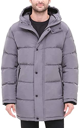 Image of DKNY Men's Long Hooded Quilted Parka Jacket