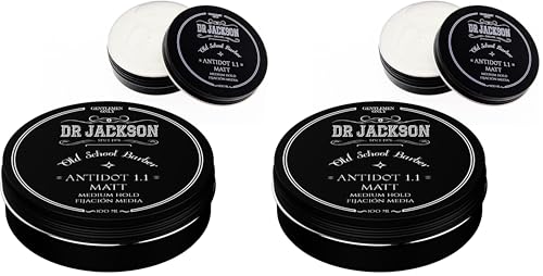 DR JACKSON Cera Mate Pelo Hombre 100 g. Fijación media, textura natural y acabado no graso. Ideal para estilizar y definir peinados masculinos con aspecto mate profesional. (Paquete de 2)