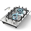 Gas Stove Gas Cooktop 2 Burners 12 Inch,ANHANE Portable Stainless Steel Built-in Gas Hob, LPG/NG Dual Fuel Easy to Clean for RVs, Apartments, Outdoor