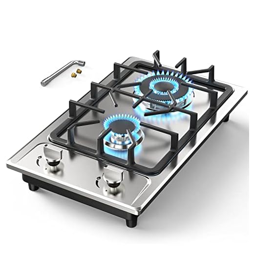 12 Inch Gas Cooktop 2 Burner Gas Stove, ANHANE Portable Gas Rangetop Built-in Gas LPG/NG Dual Fuel Easy to Clean for RVs, Apartments, Outdoor