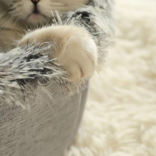 Katzenhöhle Hundehöhle Kuschelhöhle Katze Wärmeschutz im Winter Katzenbett Katzen Zubehör Plüsch Katzenkissen für Katzen Kleine Hunde (Grau, Mittel)