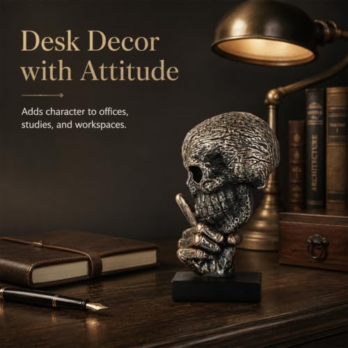 Escultura Calavera Negra y Dorada Speak No Evil miniatura 3