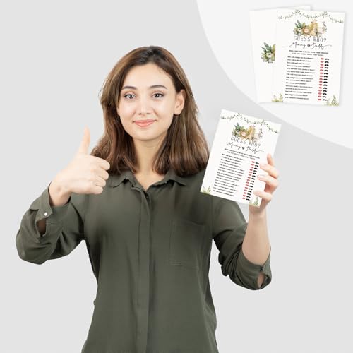 Safari Animals Baby Shower Game Cards, Guess Who Mommy or Daddy Cards Activity for Boy or Girl, Gender Neutral, Woodland Theme, 30 Baby Shower Games Cards by TNVDFNBR - Used condition - Image 5