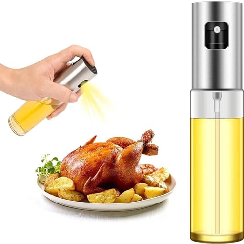 Image of Olive Oil Sprayer for Cooking, Glass Dispenser Bottle Spray Mister, Refillable Food Grade Vinegar Spritzer Sprayer for Air Fryer, Salad, Baking, Grilling, Frying (100ML Oil Sprayer)