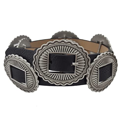 Western Buckle with conchos in Non-Animal Leatherette Belt