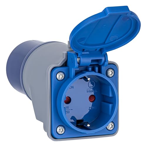 CEE auf Schuko Adapter Kupplung 16A 230V | CEE Stecker 3-polig auf Schuko Steckdose | Camping Adapter IP44 spritzwassergeschützt | Wohnmobil, Boot, Werkstatt, Outdoor