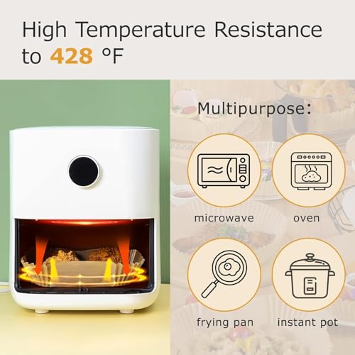 Image of Airfryer Papers Disposable 100PCS,Air Fryer, Baking, Roasting Microwave,Non-Stick Airfryer Parchment Paper,Olive Oil Sprayer and Dispenser Bottle for Kitchen (Airfryer Papers 100 pcs,Oil Spray Bottle)