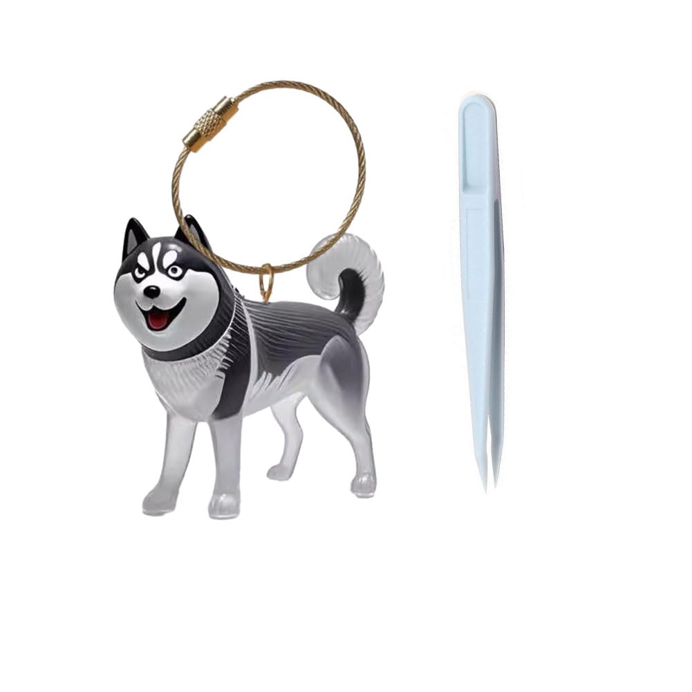 Awpland Dog Hair Collector, Transparent Pet Hairs Storage Bottle with Chain and Hair Pickup, Memorial Dog Hair Keepsake for Pet Owner (Husky)