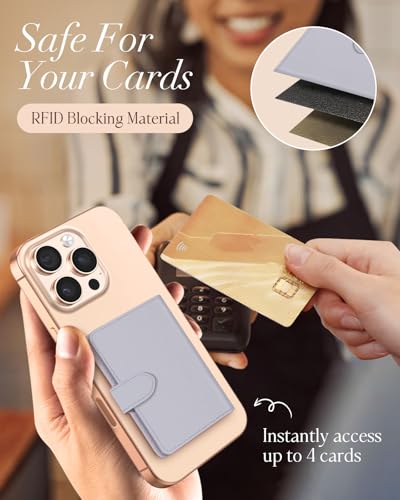 Image of Shorogyt for Magnetic Phone Wallet Compatible with Magsafe Card Holder - Luxury Slim Leather Mag Wallets for Women Fit 4 Cards, for iPhone 17 /16 /15 /14 /13 /12 Series for Apple RFID Magnet, Lyc Purple