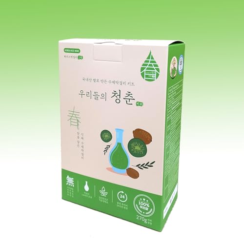 Korean Rice Wine Makgeolli for 4 set, Add Water for Easy Homemade Brew, 27.7 oz (Kiwi)