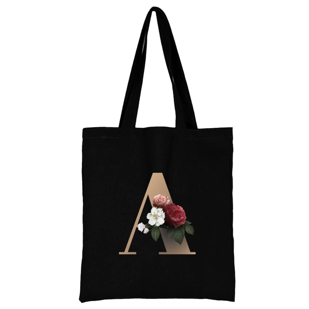 26 Letter Printed Canvas reusable grocery bags, Foldable Casual Travel HandBag, Shoulder Beach Tote Bags, Shopper bag eco friendly super strong washable Storage bags Shopping bag Canvas bag for Women