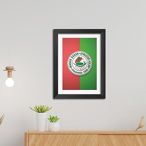 Image of TenorArts Mohun Bagan Poster Football 3D Textured Logo Print Laminated Photo Frame Painting with Matt Finish Black Tectures (9 inches x 12inches)