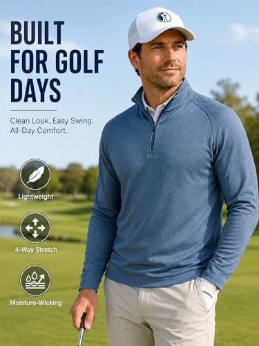 Frevontica Men's Quarter Zip Mock Neck Golf Pullover Moisture Wicking Top — view 2