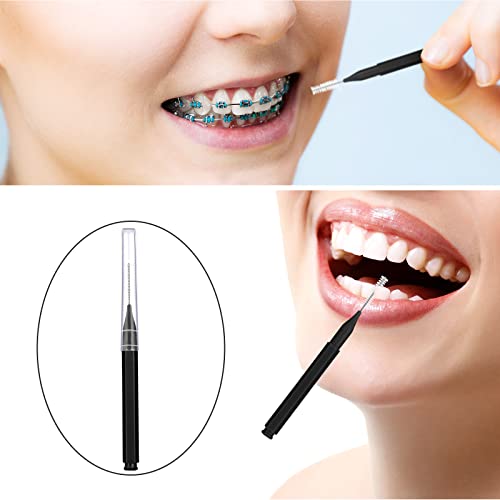 Image of Patelai 50 Pcs Interdental Brushes Braces,Black | Dental Toothpick Cleaners for Care Oral, Floss Head Picks for Teeth Gaps and Ortho, Hygiene Brush Heads, Portable Tool Kit