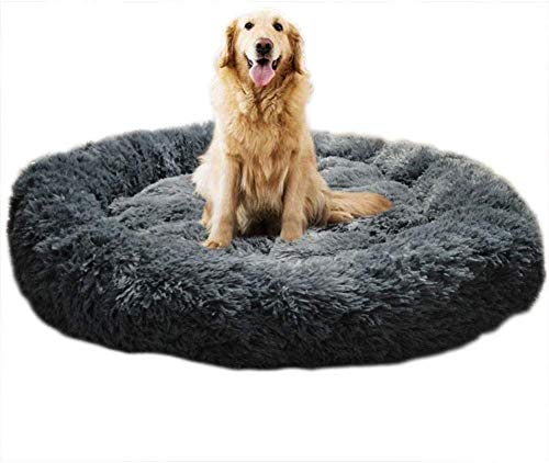 Homay Lit Moelleux Rond pour Chien Extra Large Lavable avec Coussin,Deluxe Panier Chien Coussin Panier Donut lit pour Chien Grande Taille
