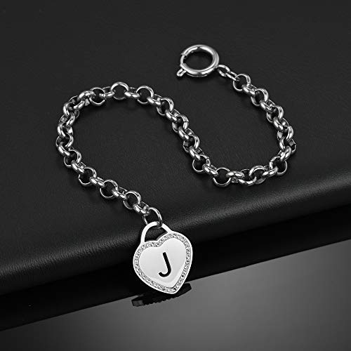 Image of CaleesLLC Letter A to Z Initial Charm Bracelet Adjustable Stainless Steel Anklet Personalized Wrist Link for Women
