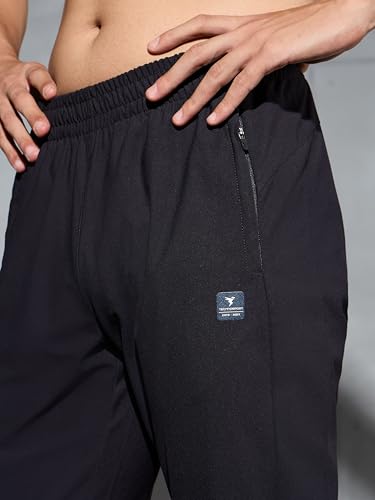 Image of TECHNOSPORT Men's Solid Trackpants DURACOOL+ Quick Dry Straight Fit Mid Rise Drawstring Polyester for Gym Training Outdoor Wear Anti Odour
