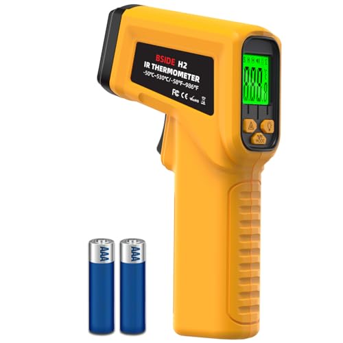 BSIDE Infrared Thermometer Laser Temperature Gun with Adjustable Emissivity for Cooking Pizza Oven Kitchen Automotive Griddle Engine Grill HVAC, Measures from -58℉ to 986℉