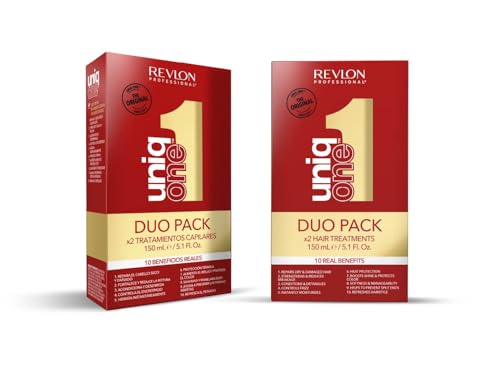 Revlon Professional Duopack UniqOne Clássico Tratamento Capilar, 2 Protetores Térmicos 10 em 1 I Hidratação Profunda I Spray Leave-In I Desembaraça os Cabelos Femininos, 2 x 150 ml