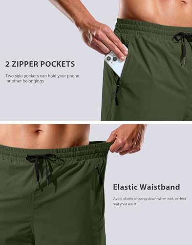 Image of G Gradual Mens Swim Trunks with Compression Liner 7 inch /9'' Quick Dry Board Shorts Swimsuit Bathing Suit for Men Zipper Pockets