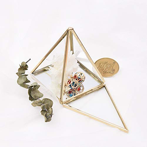 WLAY Organizador De Joyería Retro Caja De Joyería De Cristal Caja De Almacenamiento De Polígono Collar Caja De Exhibición De Flor Eterna