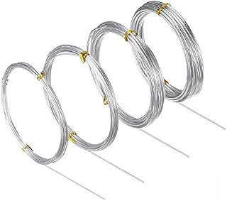 BBTO Aluminum Craft Wire, 4 Sizes (1 mm, 1.5 mm, 2 mm and 2.5 mm in Thickness) Bendable Metal Wire for DIY Sculpture and Crafts, 4 Rolls, Each Roll 16.4 Feet (Silver)