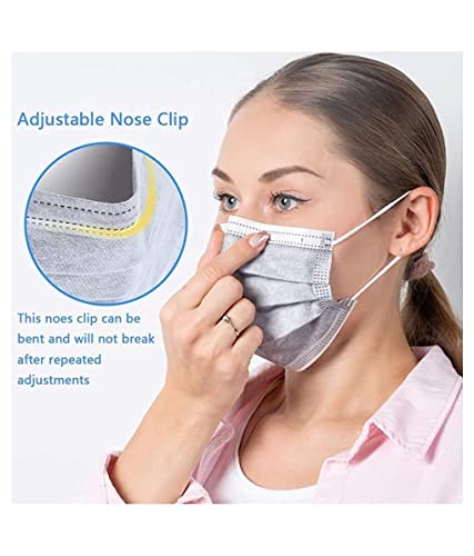 Image of MEELANA Non Woven Fabric 3 Ply Disposable Surgical Mask for Men Women with adjustable nose pin Reusable (Pack of 100) Breathable Masks