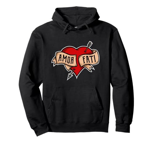 Amor Fati - Classic Nietzsche Tattoo Heart Design Pullover Hoodie