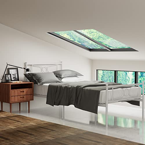 Gime White Twin Bed Frames With Storage For Girls Boys, Platform Bed Mattress Foundation Duty Metal Slats Support With Headboard/Footboard For Teenagers Student, No Box Spring Needed #TOP6