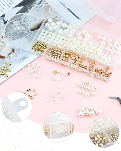 YETOOME Conjunto de 720 contas espaçadoras para fabricação de pulseiras, 15 contas de pérolas e cont