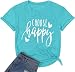 Funny Sayings Letter Print T Shirts for Women Cute Graphic Tee Tops Novelty Faith Kindness Thankful Teacher Blessed Shirts (Mint Green L)