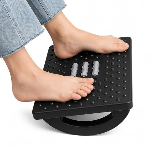 Image of Foot Rest for Office Chair with Acupressure Points & Massage Rollers, Under Desk Footrest for Home, Office, Work Desk, Computer Table & Sofa, Adjustable Foot Stool for Relaxation, (Rounded)