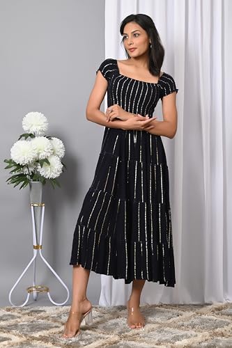 Image of IQRAAR Dress for Women Printed Midi Dress