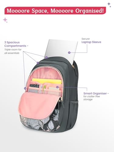 Image of Genie 19 inch Laptop Backpack for Women & Girls | Spacious Office, College & Travel Bag | Water Resistant, Multi-Compartment with Padded Laptop Sleeve
