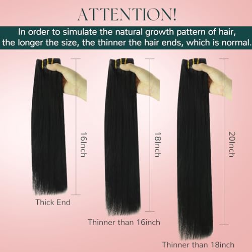Image of Easyouth Human Hair Clip in Extensions Black, 18 Inch 7pcs 120g | Real Hair Extensions Clip in Human Hair Jet Black, Invisible, for Beginners, Double Weft, Clip on Hair Extension for Women