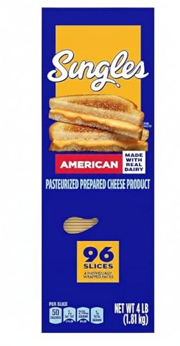 Singles American Cheese Slices Made with real milk and no artificial flavors or preservatives, this sliced cheese has a mild, savory flavor and smooth, creamy texture that's perfectly melty. These simple squares are ideal for more than just grilled cheese , [ 64 oz , 4 pound ] 96 ct.