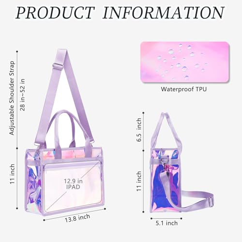 Image of Fammart Clear Bags Stadium Approved, Jelly Tote Bag for Women with Zipper, Crossbody Bag with Adjustable Strap for Work