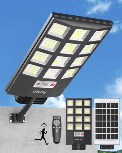 Ofuray Farolas Solares Exterior, 7000K LED Farola Potente con Sensor de Movimiento, Impermeable Luces Solares Exteriores para Jardín, Patio, Calle, OYW