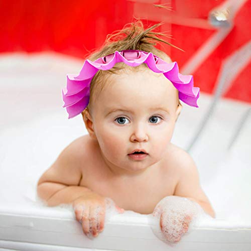 Baby Shower Cap Baby Silicone Shampoo Shower Bathing Cap Adjustable Visor Hat Safe Shampoo Shower Bathing Protection Bath Cap, for Toddler Baby Kids Children (Pink)
