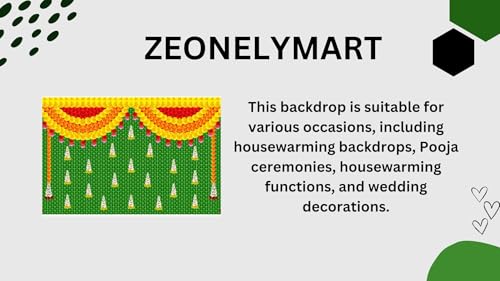 Image of zeonely mart Coconut Backdrop Cloth for decorationss | Coconut Leaf Backdrop Cloth Decoration,Housewarming and Wedding Etc Events Decoration (5 8 FT) Backdrop for varalakshmi Pooja