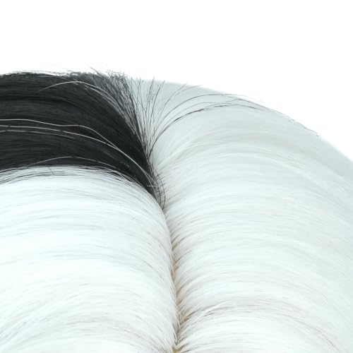 Image of PATTNIUM Kids Black White Wig Shoulder Length Girls Black White Wigs Synthetic Hair Cosplay Costume Two Tone Wigs (Black and White)