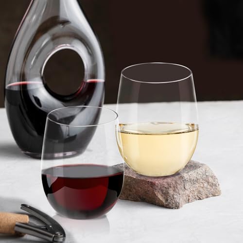 image for Lamosi 24 Pack Plastic Wine Glasses Disposable, 16 oz Stemless Wine Gl