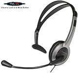 Panasonic Hands-Free Headset with Foldable Comfort Fit Lightweight Headband & Flexible Optimum Voice Microphone with Volume Control & Mute Switch For The Panasonic KX-TG7872S KX-TG7873S KX-TG7874S KX-TG7875S Cordless Telephone Handset