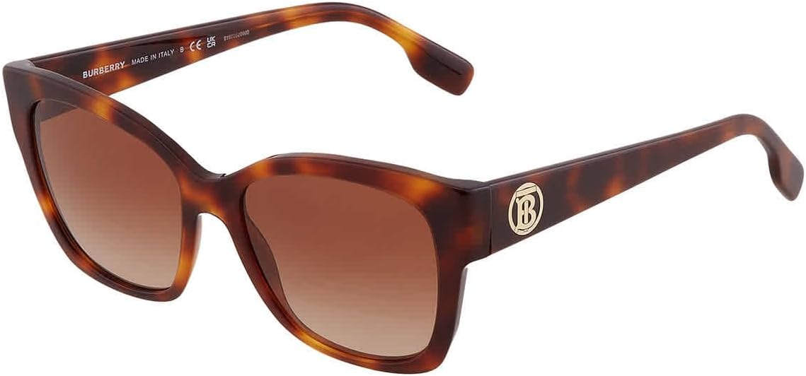 BURBERRY BE 4345 331613 Light Havana Plastic Square Sunglasses Brown Gradient Lens