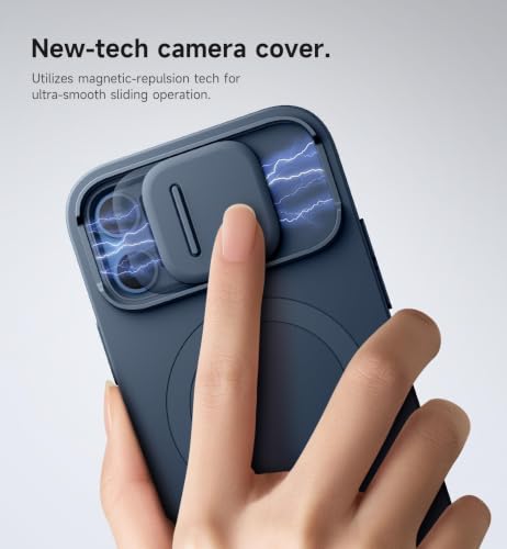 Image of SURITCH for iPhone 12 /12 Pro Case with Magnetic Camera Slide Cover and Adjustable Kickstand, Compatible with MagSafe, Shockproof Bumper Case Slim Protective Cover for iPhone 12 /12 Pro 6.1 Inch, Blue