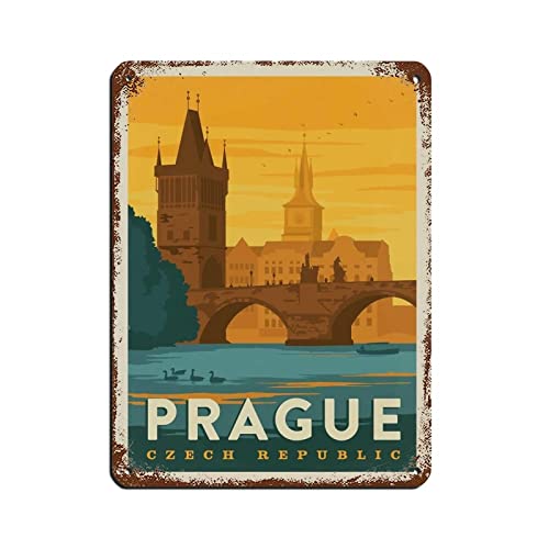 Lustiges Metall-Blechschild, Prag, Tschechische Republik, Reisen, Metallschilder, Zuhause, Küche, rustikale Wandkunst, Dekoration, 30 x 20 cm