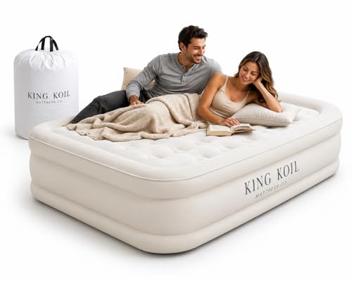 King Koil 16' Queen Air Mattress with Built-in High-Speed Pump...
