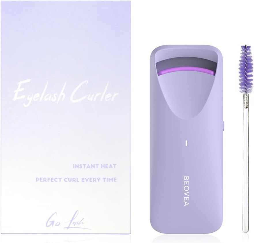 Heated Eyelash Curlers Travel Electric: Lash Curler with Heat Sensitive Silicone Pad Fast Heat up whin 8s 24hrs Long Lasting Mini Size Rechargeable to Style Natural Eyelashes