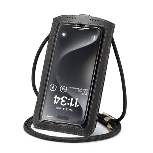 Cell Phone Purse Small Crossbody Phone Bag for Women Men Leather Mini Shoulder Wallet with Strap Lanyard Card Holder Slot Pouch Wrist Chain for All Smartphones iPhone 16 for Samsung up to 7.5