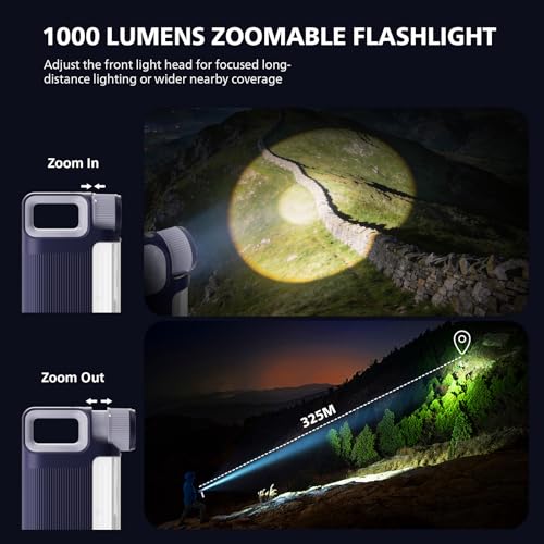 Image of PHILIPS Emergency Light Rechargeable, 4000mAh LED Torch Light, 1000LM Flashlight with Telescopic Zoomable, 325M Range, 10W Power, IP44 Waterproof, Emergency Lantern for Home, Camping and Emergency